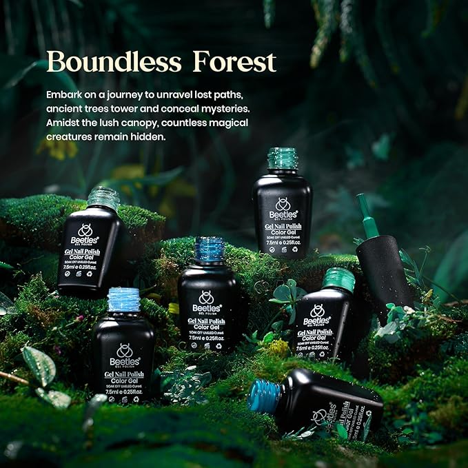 Beetles Green Gel Nail Polish Set - Boundless Forest Dark Green Gel Polish, 6 Colors Soak Off Uv LED Nail Lamp Gel Nail Kit Home DIY Manicure Nail Salon