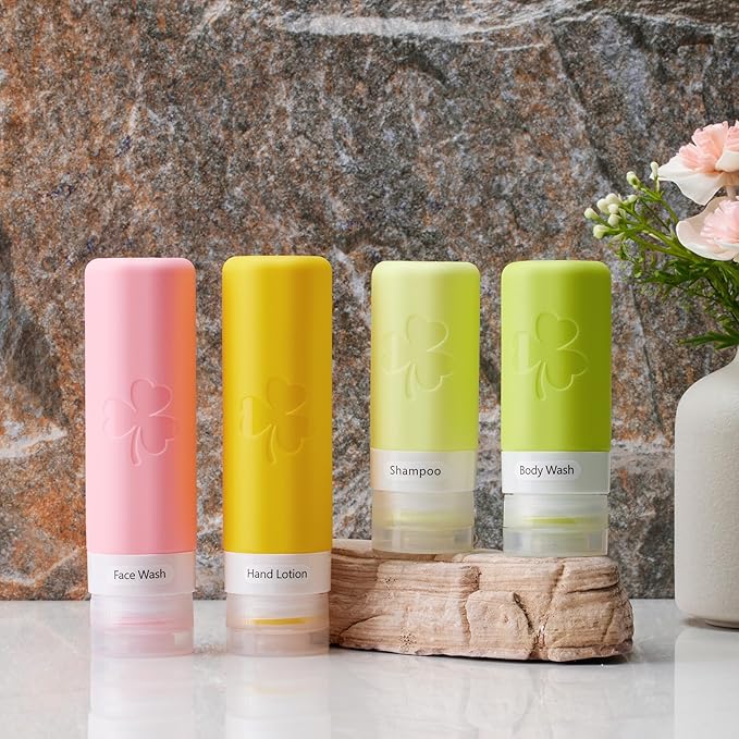 23 Pack Travel Bottles for Toiletries, TSA Approved Travel Shampoo Bottles, Silicone Travel Containers for Toiletries, Leak Proof Refillable Travel Essentials for Liquids Shampoo and Conditioner