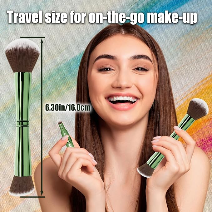 4 in 1 Makeup Brush, Travel Makeup Brush Set with Case, Mini Makeup Brushes, Powder Foundation Brush, Concealer Brush, Eyeshadow Brush, Dual Ended Makeup Brush for Liquid,Cream, Powder