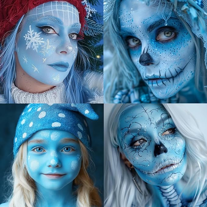 BOBISUKA Light Blue Face Paint Stick – Sweatproof Eye Black for Baseball Football Softball Sports, High Coverage Halloween Makeup Cosplay SFX – Ideal for Ice Fairy, Frost Spirit, Mermaid Looks