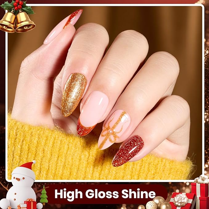 Beetles Glitter Gel Nail Polish Set – Vintage Luminary 6 Sparkling Colors Reflective Long-Lasting UV LED Soak Off Gel Holiday Party Nail Art Kit Gift for Women