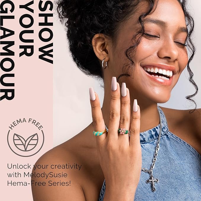 MelodySusie Hema Free Gel Nail Polish, 0.5 Fl Oz Thick White Nude Pink Gel Polish, Non-Toxic, Long Lasting, Soak Off UV Nail Polish, Manicure Nail Design Salon DIY Nail Art at Home K0484