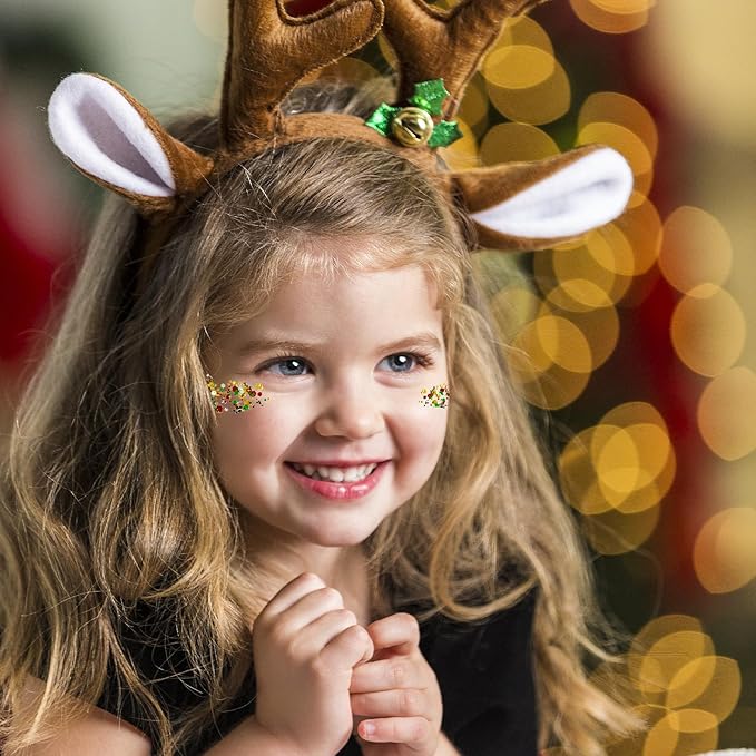 Christmas Glitter Gel for Body, Face, Hair and Lip, Color Changing Glitter Gel Under Light (Christmas)