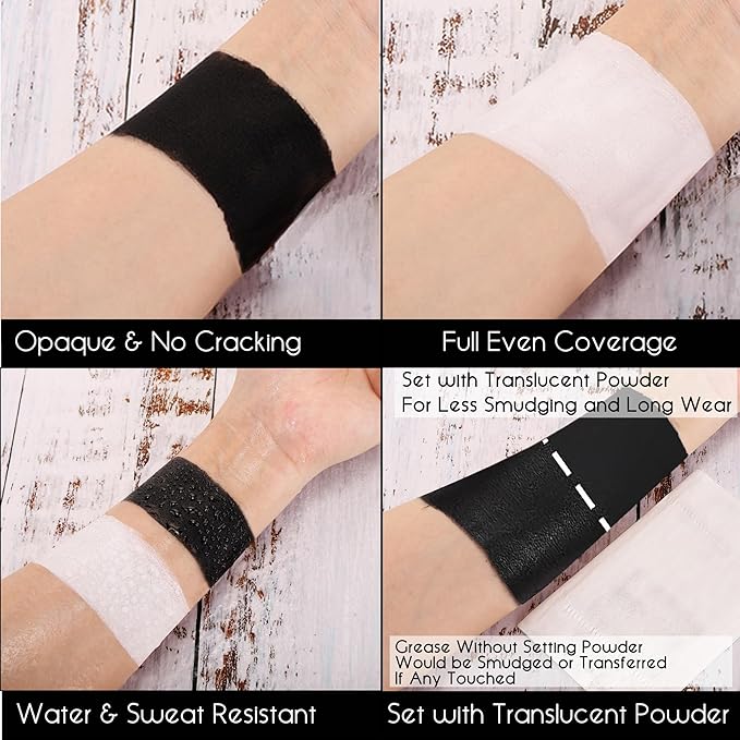 CCBeauty White Black Face Body Paint Stick, Oil Based Cream Blendable Foundation for Clown Skeleton Vampire Skull Joker Mime Cosplay Special Effects Costume , SFX Makeup For Halloween Party