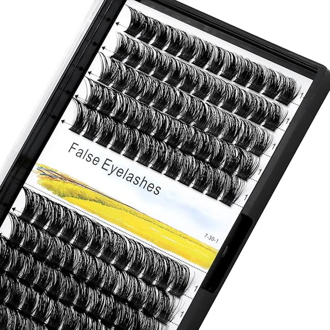 Bodermincer 120 Clusters D Curl Black 14-16-18-20mm Mixed Wide Cluster False Eyelash Individual Cluster EyeLashes Grafting Fake False Eyelashes Eyelash Extension (Black 14-16-18-20mm Mixed)