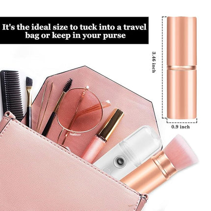Falliny Retractable Makeup Brushes, Travel Kabuki Powder Foundation Brush, Portable Face Liquid Foundation Sunscreen Brush with Cover for Blending Liquid, Bronzer,Cream or Flawless Powder Cosmetics