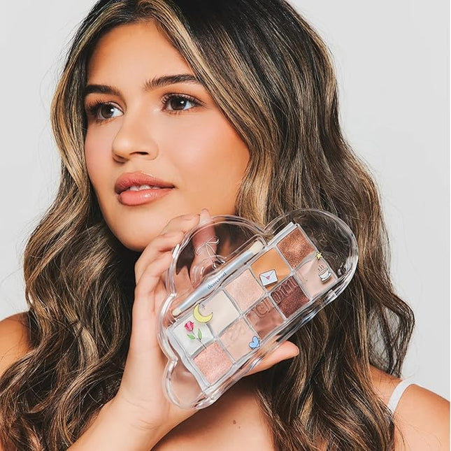 dearcloud Sky/Shadow – Buttercream Latte – eye shadow palette makeup with 10 Ultra-Fine Pigments & Dual-Ended eyeshadow brush (Buttercream Latte)