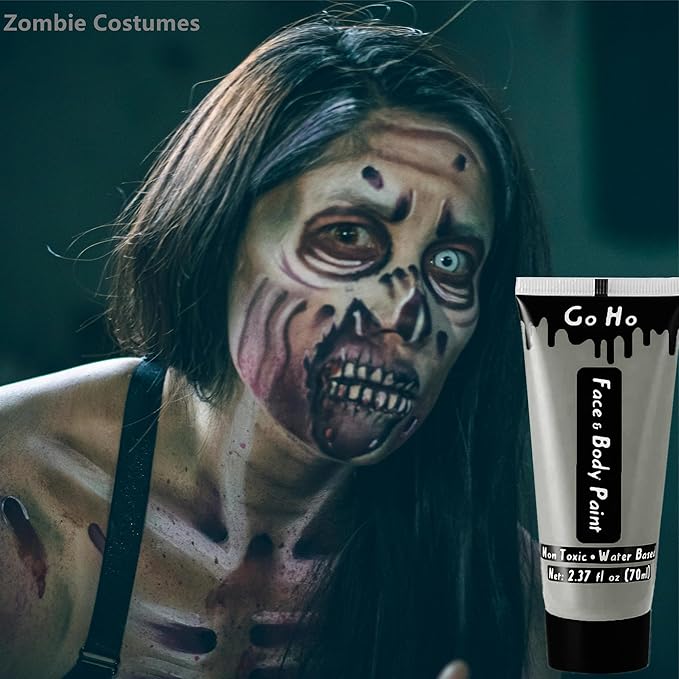 Go Ho Zombie Makeup Face Body Paint Washable(2.37 oz),Water Based Cream Face Paint,Vampire Zombie Full Body Paint for SFX Cosplay Costumes Festivals Halloween Makeup