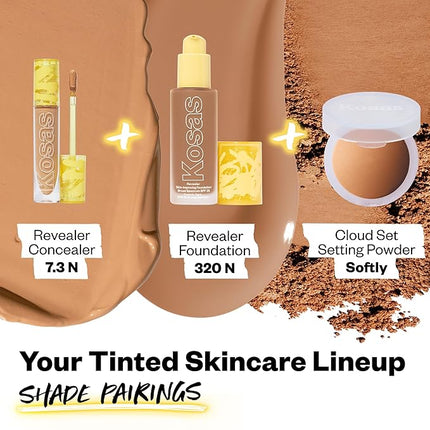 Kosas Revealer Concealer - Medium Coverage Makeup with Hyaluronic Acid, Conceals Dark Circles Under Eyes, Dark Spots and Blemishes + Brightens, Hydrates, Long-Lasting & Vegan, (Tone 7.3 N)