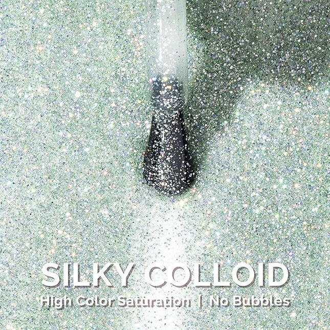 MelodySusie Green Glitter Gel Nail Polish,0.5fl oz Soak Off UV LED Light Diamond Glitter Gel Polish Gift for Women Nail Art Manicure Salon DIY Nail Design Decoration at Home-1747