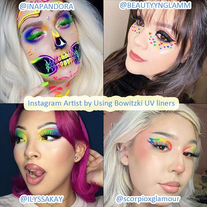 Bowitzki Face and Body Paint Split Cake 50g Body Painting Water Based Eyeliner Graphic Hydra Liner Makeup Glow Fluorescent Color Neon for Halloween Christmas Party Pride (UV rainbow)