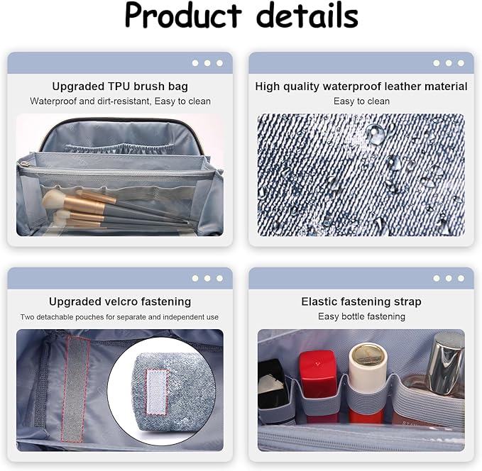 Travel Makeup Bag Cosmetic Bags for Women: 3 Sets Large Capacity Make up Bag - Portable Toiletry Bags with Handle for Women(05-Dark Blue)