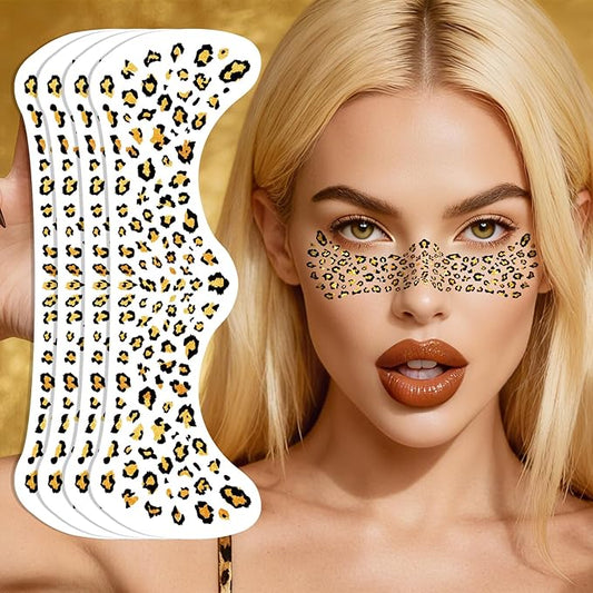 Cheetah Freckles Face Tattoo - Wild Spot & Savage Glamour Temporary Tattoos | Waterproof Leopard Print Fake Freckles for Music Festival, Halloween Costume, Party Makeup (8 Sheets)