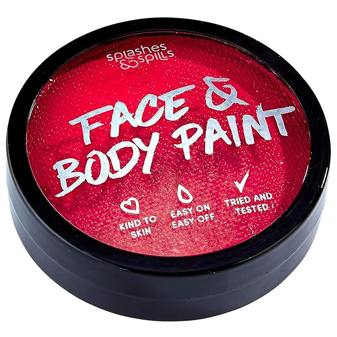 Water Activated SFX Face and Body Paint - Red Face Paint, Special Effects Makeup 18g Cake Tub - Pretend Costume and Dress Up Makeup - Great For Halloween Party and Cosplay by Splashes & Spills