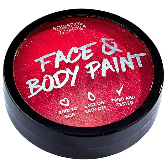 Water Activated SFX Face and Body Paint - Red Face Paint, Special Effects Makeup 18g Cake Tub - Pretend Costume and Dress Up Makeup - Great For Halloween Party and Cosplay by Splashes & Spills