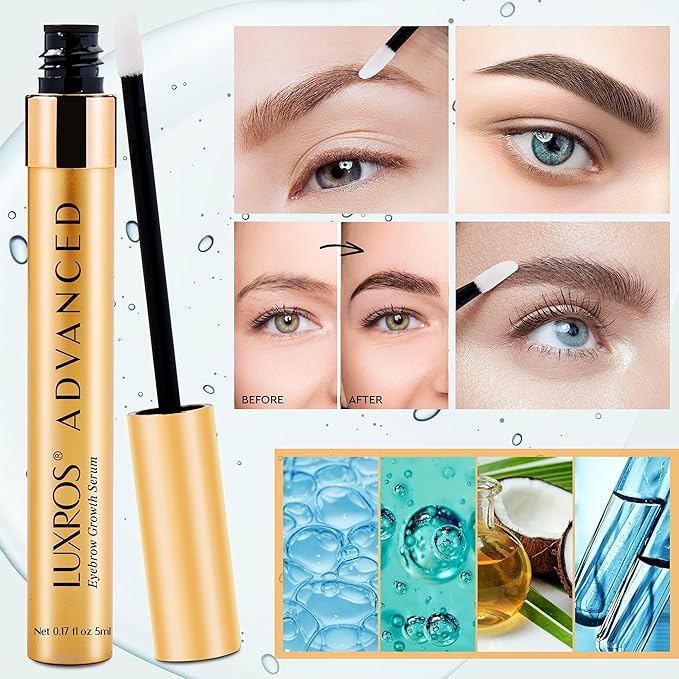 LUXROS Advanced Growth Serum for Full, Thick Eyebrows - USA Made, See Results in 4-8 Weeks (5 ml)