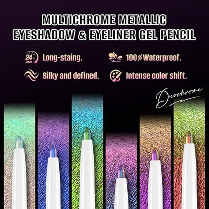 CHARMACY Chameleon Eyeliner Gel Pen, Color Changing Eyeliner, Long-Lasting, Waterproof & Smudge-Proof Formula, Metallic & Shimmer Shades for Creative Makeup, Easy Application (B02)