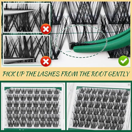 Lash Clusters,96 Pcs Cluster Lashes Y13 D Curl 12mm DIY Lash Extensions Eyelash Clusters,KEYYOU Volume Wispy Individual Lashes Soft&Comfortable Easy DIY at Home(Y13,D-12mm)