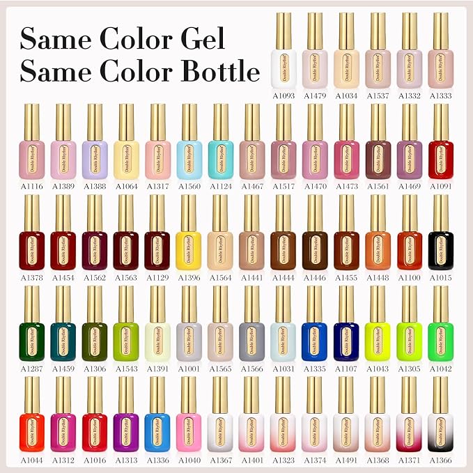 Double Rhythm 0.50 OZ Gel Polish Hema Free Same Color Same Bottle Golden Round Translucent Neutral Natural Milky 15 ML Jelly UV Polish Art DIY at Home (Brown-C1444)