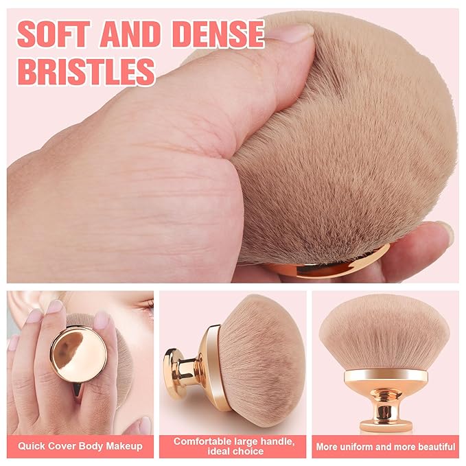 Extra Large Body Makeup Brush For Self Tanner, Leg Makeup &Bronzer Blend,90 mm Wide-headed Kabuki Brush Provides More Even &Pretty Application, Sunscreen Face& Back Makeup Brush, Wet&Dry