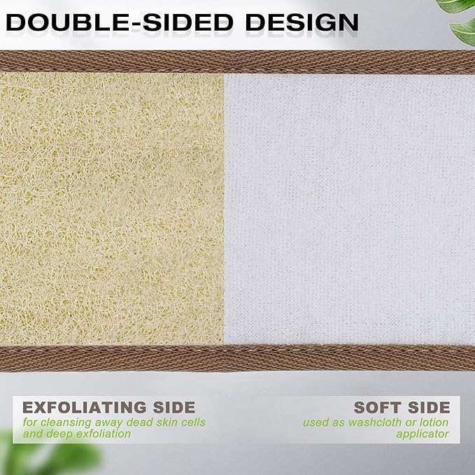 50 Inch Extra Long Natural Exfoliating Loofah Luffa Back Scrubber for Shower for Men Women, Deep Clean & Invigorate Your Skin Back Scrubber