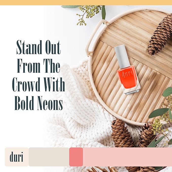 duri 153N Bedeviled Nail Polish, Neon Orange, Matte Finish, Fast Drying, Lasting, 0.45 Fl Oz