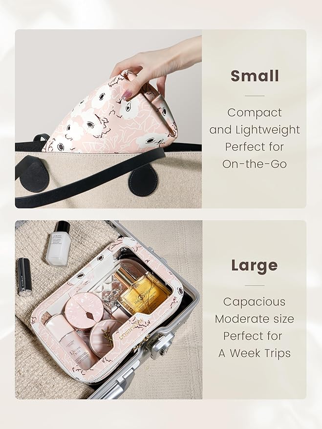 ROWNYEON Clear Makeup Case Toiletry Bag Multipurpose Travel Makeup Train Case Portable Cosmetic Organizer Transparent Storage Bag