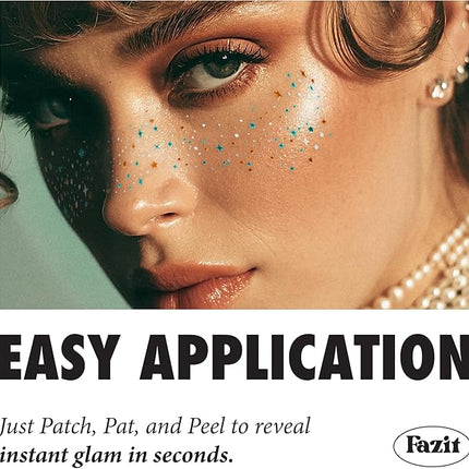 Fazit Makeup Patches - Show Stopping Speckles - Glow Up Make-Up Patches - Cute Glitter Makeup Accessories For Women - Cosmetic Glitter For Face
