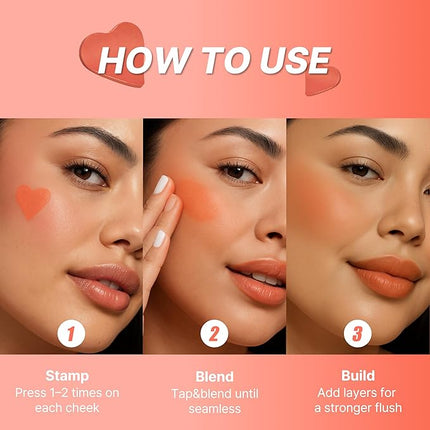 TOUCH IN SOL In My Heart Stick Blush (#Sunset Coral) - Cream Blush Stick for Korean Makeup, Lip & Cheek Multi-Use, Blendable Milk Blusher for Dewy Glow, Kbeauty (0.21 Oz)