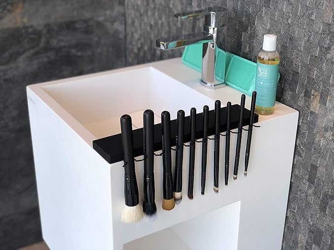 Makeup Brush Drying Rack - The Brush Bar - Makeup Brush Organizer - Portable Makeup Brush Holder - Makeup Brush Holders for Vanity - Space-Saving Makeup Brush Holder Organizer - Dries Brushes Quickly