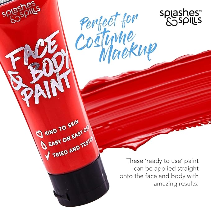 Face and Body Paint Cream, 30ml - Pretend Costume and Dress Up Makeup by Splashes & Spills (Red)