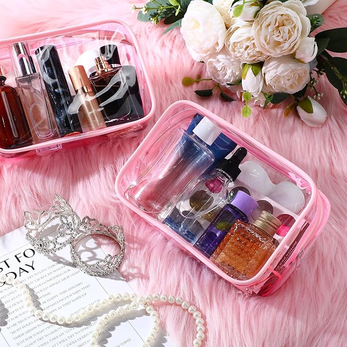 Weewooday 12 Pieces Clear Makeup Bags Cosmetic Storage Bags PVC Zipper Pouches Travel Waterproof Makeup Plastic Case for Women Organizing Toiletries Traveling Bathroom
