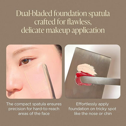 Piccasso Brush Korean Foundation Spatula – Professional Stainless Steel Makeup Tool for Thin, Seamless Foundation & Cream Blending (Spatula-brush hybrid for flawless skin)