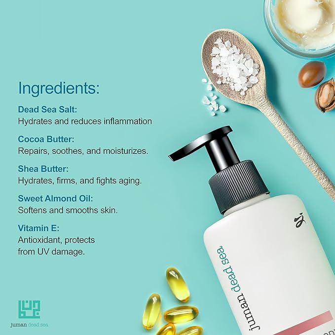 JUMAN Dead Sea Minerals Shea Butter Body Lotion | Fast Absorbing & Non-Greasy Body Moisturizer | Citrus | Infused with Almond Oil & Vitamin E | SLS & Paraben Free | 11.8 OZ