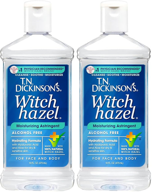 T.N. Dickinson's Witch Hazel Alcohol-Free Moisturizing Astringent, Made with 100% Natural Witch Hazel 16 oz (Pack of 2)