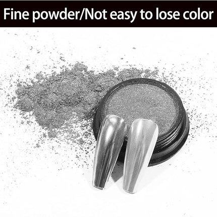 Artdone Chrome Nail Powder, Silver Iridescent Aurora Powder Metallic Mirror Effect Pigment Pearlescent Mermaid Pigment Pearl Glitter Dust Kit, Nail Art Decoration, Resin Craft