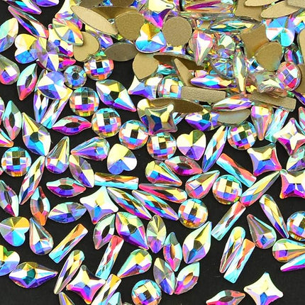 Massive Beads Mixed Flat Back Crystal Rhinestones Gems for 3D Nail Art Phone DIY (10Shapes, MIX SHAPE 2)