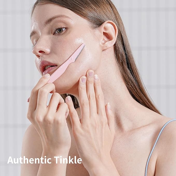 Tinkle Everglow Dermaplane Razor (6 ct), Eyebrow Razor & Face Razors for Women, Peach Fuzz Remover, Dermaplaning Tool, Stainless Steel Blades