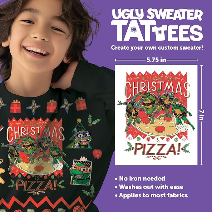 Teenage Mutant Ninja Turtles [TMNT] Iron On Shirt Patch Kit Alternative, 54 Ninja Turtles Temporary Tattoos: Gifts for Kids Ages 6+, Kids Clothing Temporary Tattoo, Made in the USA [54 Count]