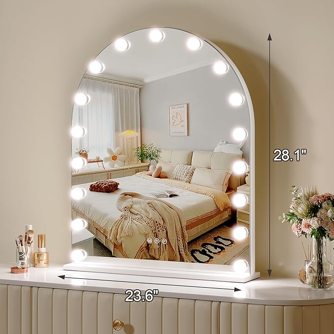 ZL ZELing Vanity Mirror with Lights Makeup Mirror with Lights 17 Dimmable Bulbs Hollywood Lighted Makeup Mirror 3 Color Lighting Modes Wall Mount/Tabletop