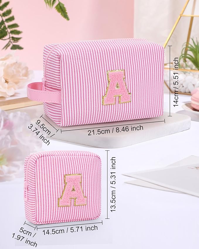 Period Bag Sanitary Napkin Storage Bag|Tampon Pouch Portable Feminine Care First Period Kit for Teen Girls Women Gift for Her Monogram Initial Cute Toiletry Bag,2PCS,Pink U