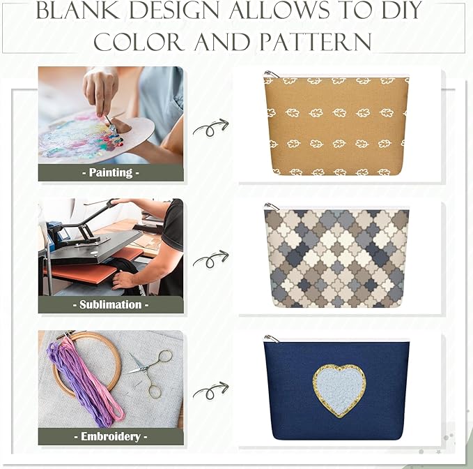 Reginary 10 Pcs Canvas Makeup Bags Bulk for Women Blank DIY Pencil Pouch Travel Toiletry Cosmetics Bags Gift for Christmas Breast Cancer Awareness Thanksgiving Wedding Nurses Teacher(Morandi Color)