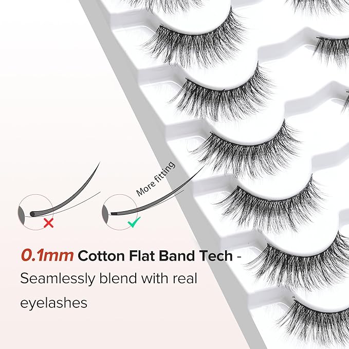 Lashes Cat Eye 15mm False Eyelashes Natural Lashes Strips Thin Band Wispy Lash Pack 3D Volume Fake Eyelash Curly 7 Pair Siligli