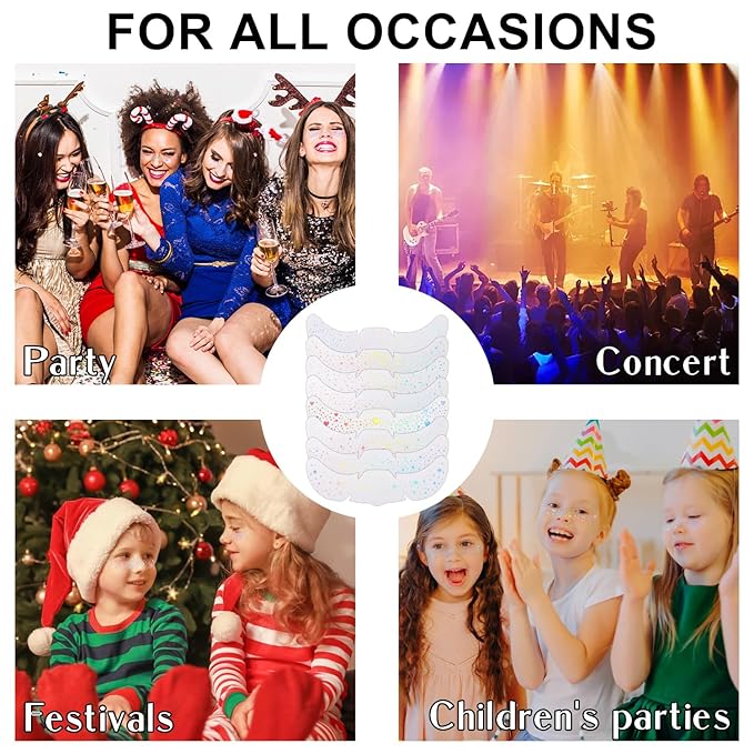 8PCS Glitter Freckles, Glitter Freckles Face Tattoo, Sparkle Freckles for Women and Kids, Cute Star Waterproof Gold Temporary Face Tattoos Glitter Glow Up Patches (8PCSA Holographic Multicolor)