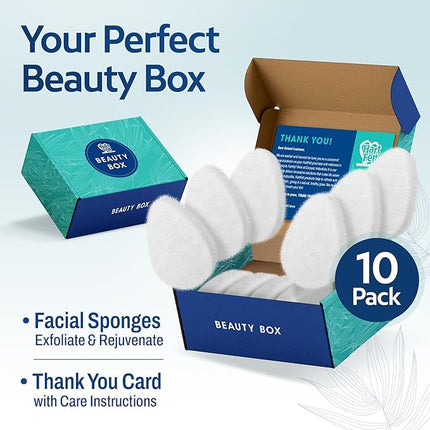 HartFelt [10 Pack] Regular Exfoliating Facial Sponge for Face - Daily Cleansing Scrubber - Buf Dirt Away with Puf Styled Reusable Face Pads for Removing Makeup, Dirt, and Dead Skin - Made in USA
