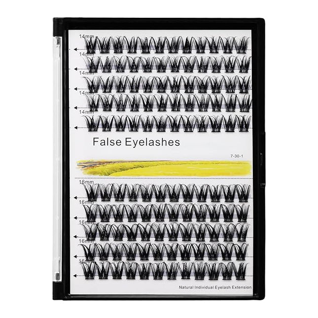 Bodermincer 120 Clusters 10mm+12mm/12mm+14mm/14mm+16mm Mixed Wide Cluster False Eyelash Individual Cluster EyeLashes Grafting Fake False Eyelashes Eyelash Extension (M005# 12+14mm Mixed)