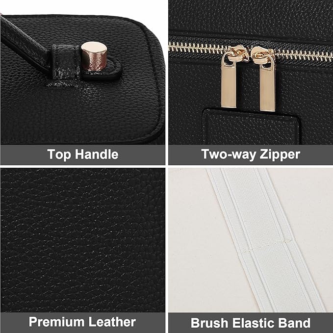 Makeup Bag Vanity Case for Women Leather Cosmetic Bag Travel Toiletry Bags Portable Makeup Organizer Case