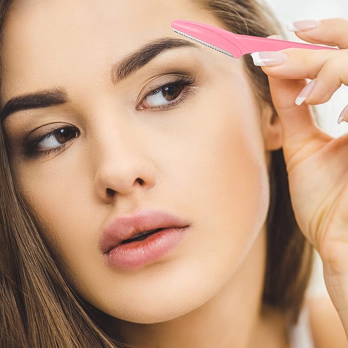 Eyebrow Razor, 54 Pcs Eyebrow Razors with Safety Cover, Face Razor for Women and Man Smooths Away Peach Fuzz, Easy to Use Eyebrow Knife for Trimming and Shaping Eyebrows(3 Colors)