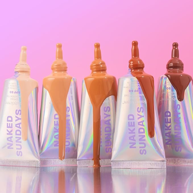 Naked Sundays BeautyScreen™ SPF 50 Mineral Peptide Foundation Tint 2-in-1 Skin Tint & Mineral Sunscreen- Radiant, Buildable Coverage, Acne-Safe (3.5 Light Medium Cool, 1.01 Oz)