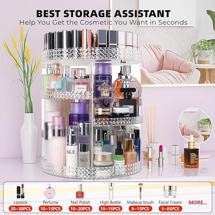 360 Degree Rotating Makeup Organizer, Extra Large Capacity Perfume Organizer, Removable DIY 7 Layers Make up Organizer for vanity, Cosmetic Display Case Organizador De Maquillaje (Clear)